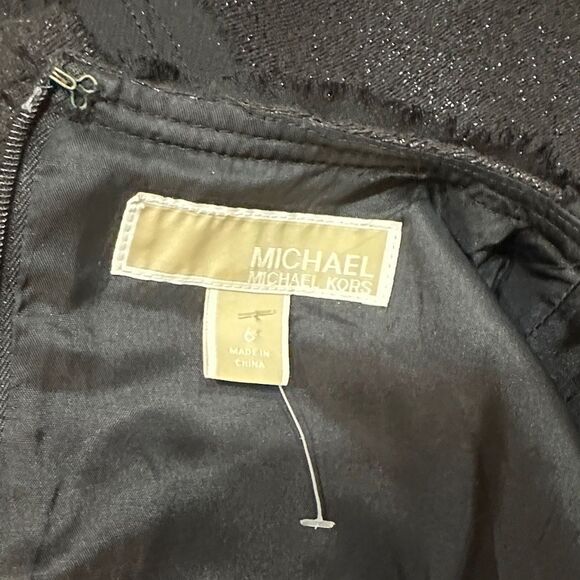 Michael Kors Black Tweed Fringe Shimmer Sleeveless Dress Size 6 - Picture 11 of 11